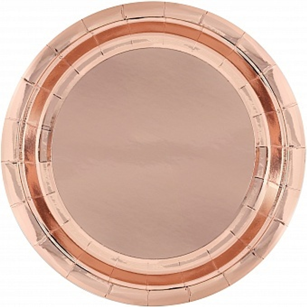 Тарелки (7''/18 см) Розовое Золото Металлик 6 шт.