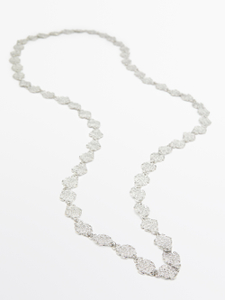 Massimo Dutti Длинное многофункциональное кружевное ожерелье, серебряный