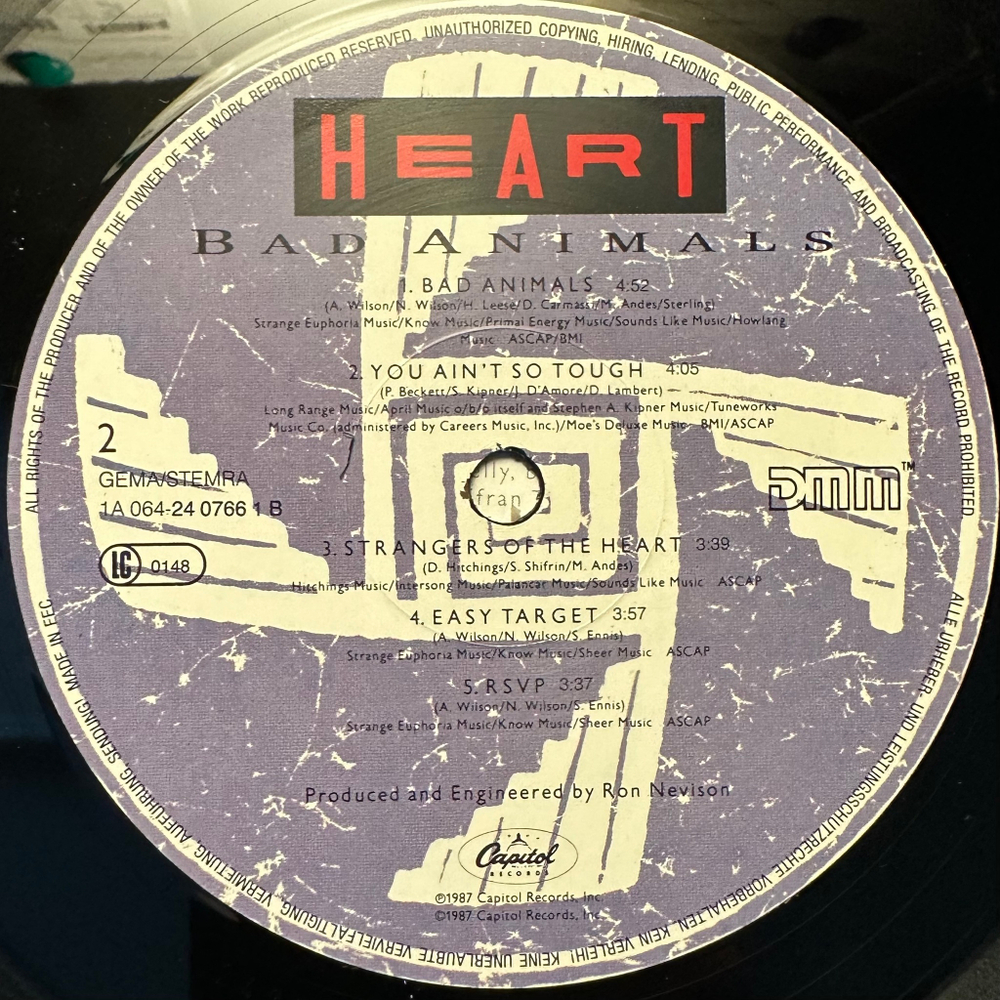 Heart - Bad Animals (Европа 1987г.)