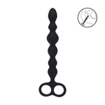 Черная анальная цепочка Beaded Silicone Anal Probe with Double Loop - 24 см. (Цвет: черный)