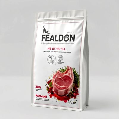 Сухой корм для кошек стерилизованных Fealdon с ягненком, холистик, полнорационный, 400 г