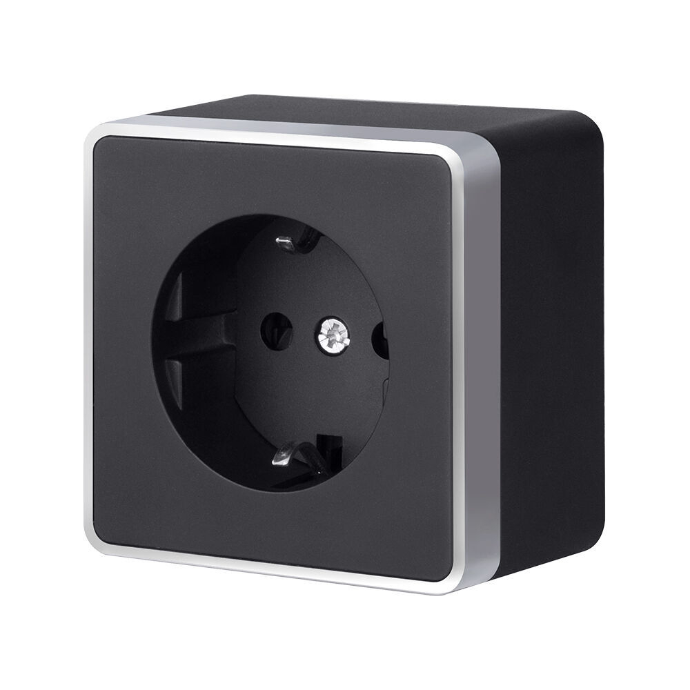 Розетка с заземлением Gallant черный с серебром W5071034 W5071034