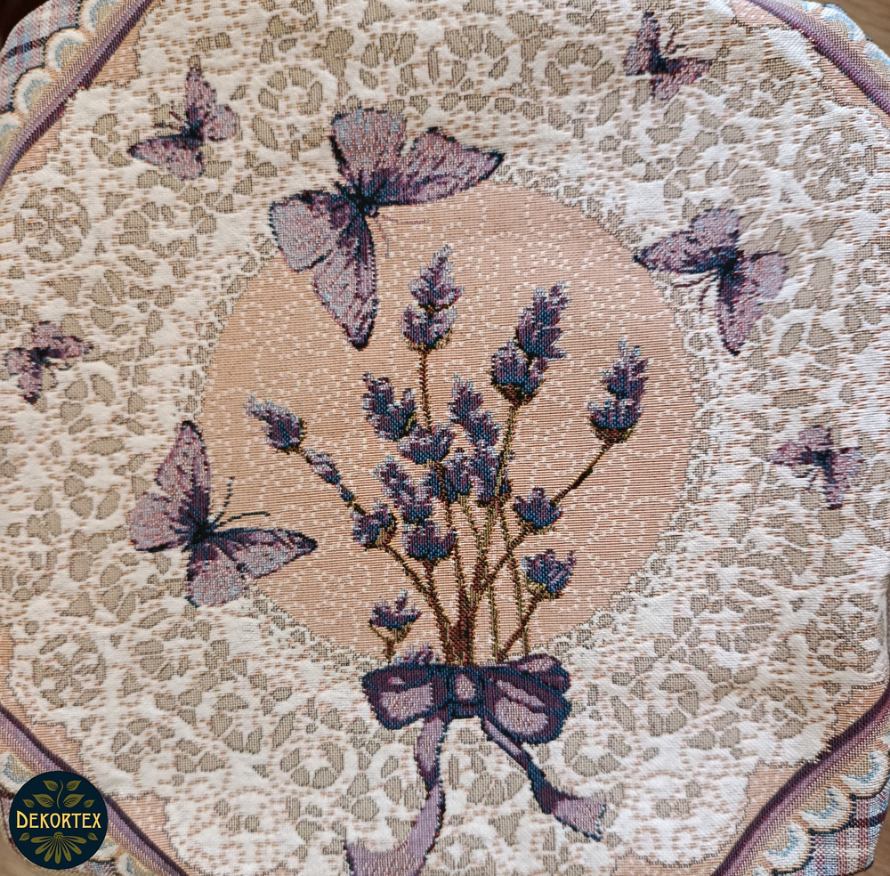 Набор чехлов на табурет из гобелена Лаванда и кружево (33х33 см) - 4шт