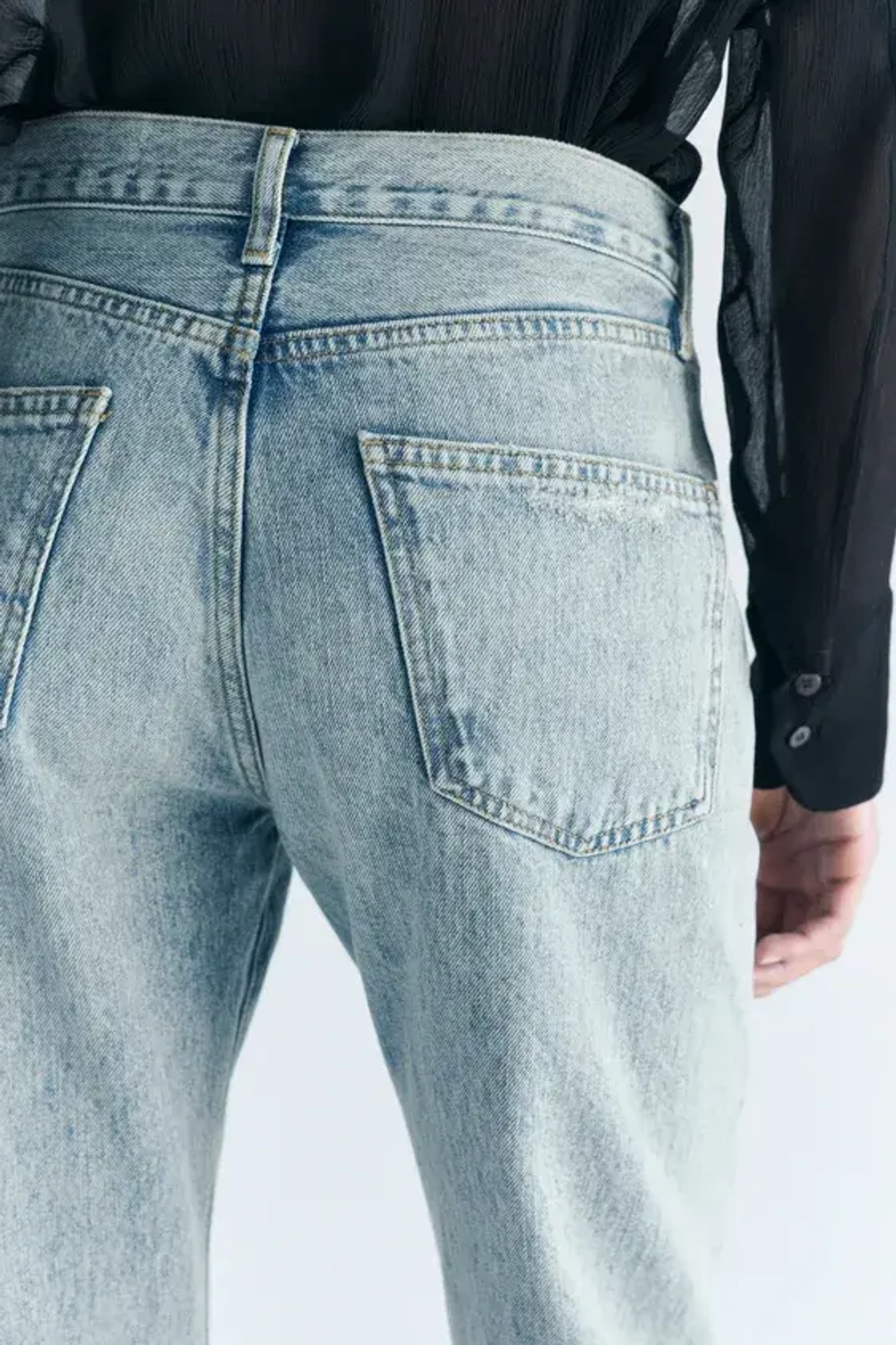 ZARA ДЖИНСЫ RELAXED СО СРЕДНЕЙ ПОСАДКОЙ — ZW COLLECTION, ГОЛУБОЙ