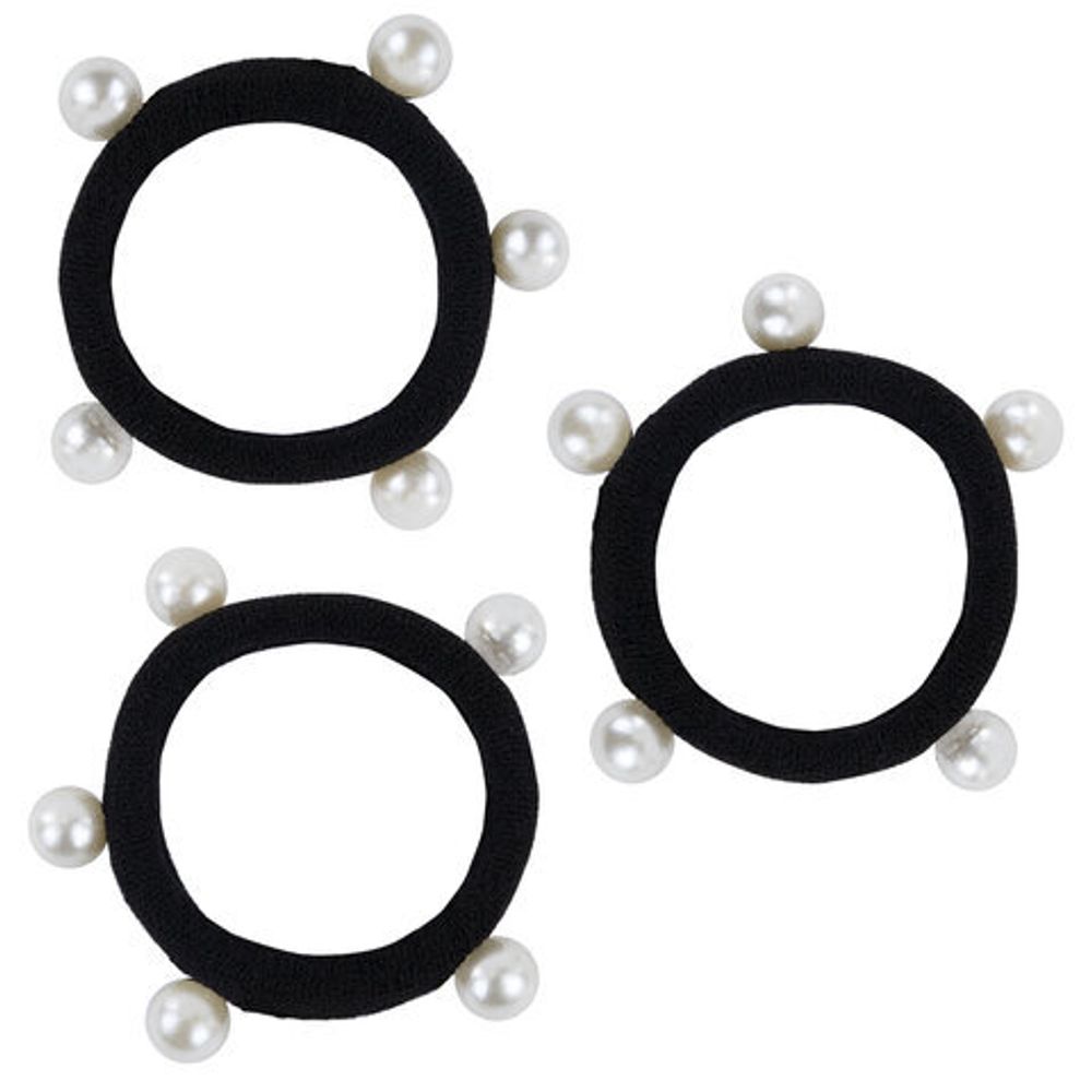 Резинки для волос НАБОР 3 шт., мягкие, средние, с бусинами, АССОРТИ, MONTE VITA, 457052