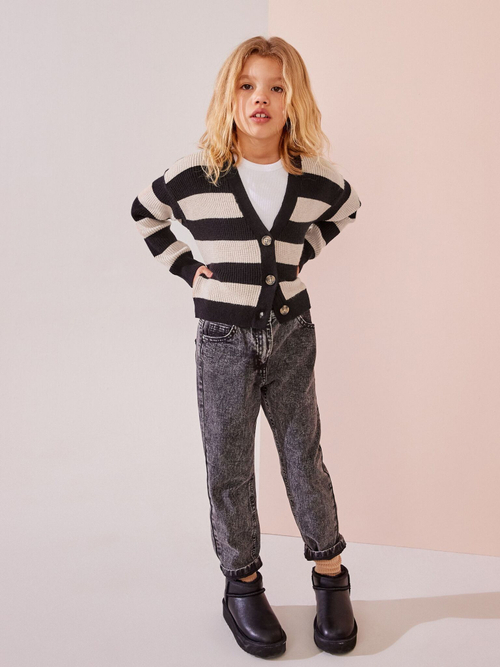 Кардиган для девочки Next Q87-995, Черный, Кремовый
