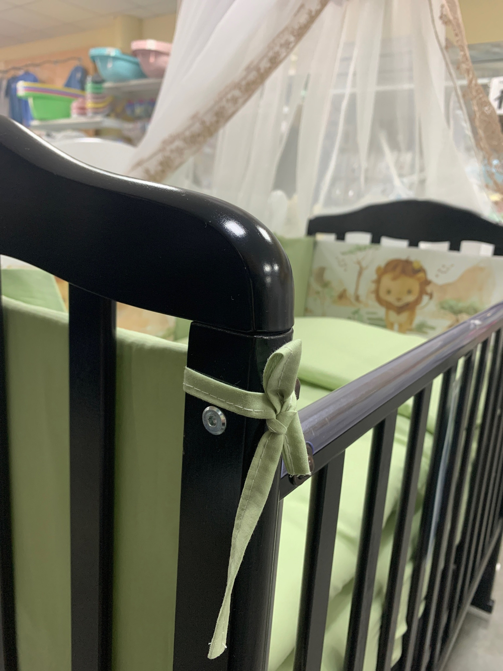 Комплект в кроватку 6 предметов "Тигренок зеленый", сатин