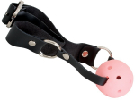 Кляп с розовым шаром на кожаном ремне