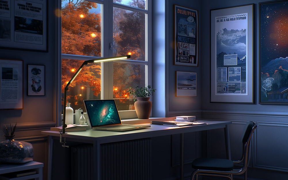 Светильник FRIENDME бестеневой настольный на струбцине светодиодный No.1 белый с двойным источником света. Яркость - 1000 lum. 12W.