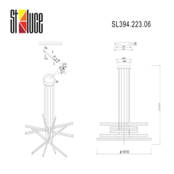 SL394.223.06 Светильник подвесной ST-Luce Матовое золото/Белый LED 6*16,6W 4000K