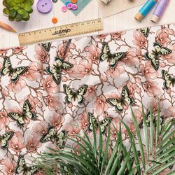 Ткань муслин винтажные бабочки