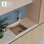 Мойка POLYGRAN GALS-760 песочный №302, смеситель SKS5 песочный