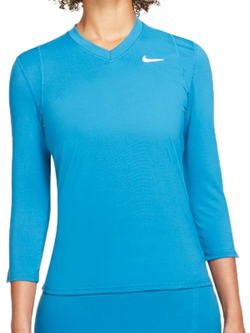 Женская теннисная футболка (dł. Рукава) Nike Court Victory Dri-Fit Top 3/4 Sleeve W - brigade blue/brigade blue/white