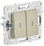 SKANDY Выключатель 2-клавишный проходной с индикацией 10А SK-V10B бежевый IEK