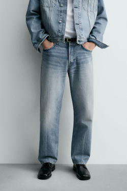 ZARA ДЖИНСЫ RELAXED FIT, ГОЛУБОЙ