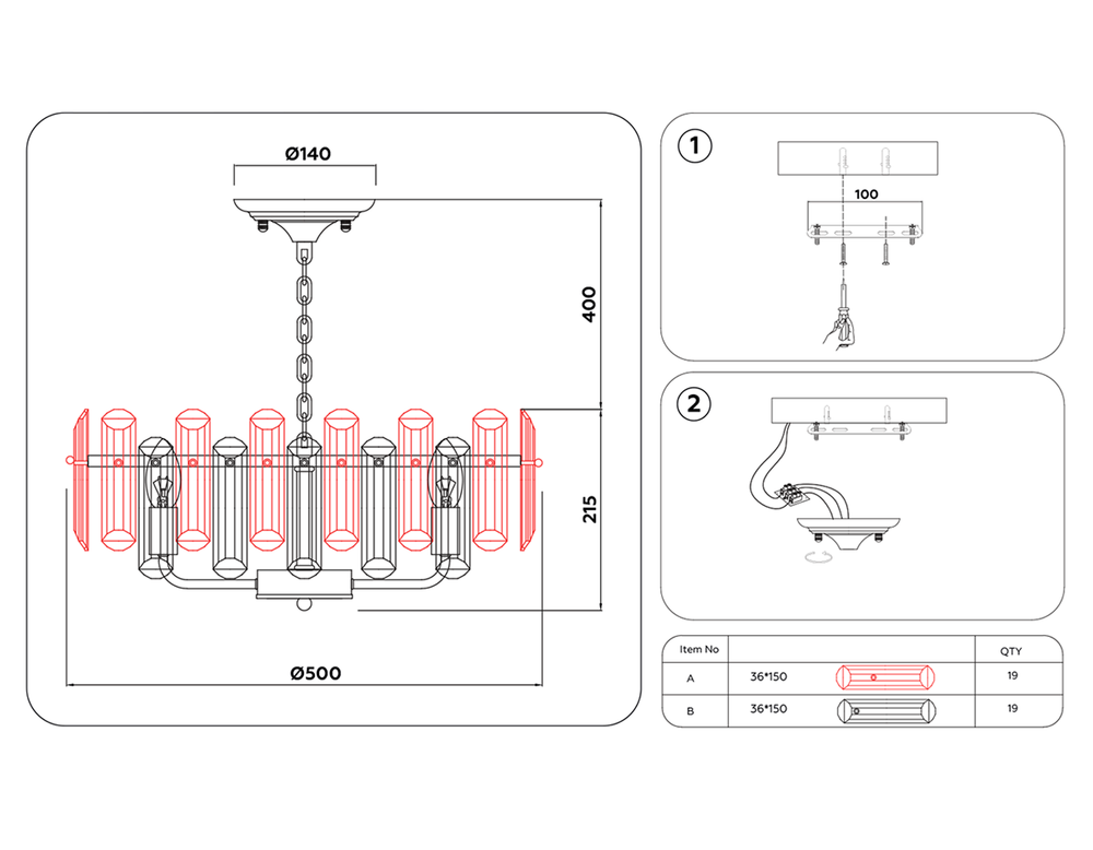 Ambrella Подвесная хрустальная люстра Traditional TR5303