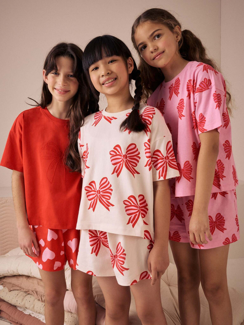 Пижама для девочки Next AC2-710, 3 шт., Розовый, Белый, Красный