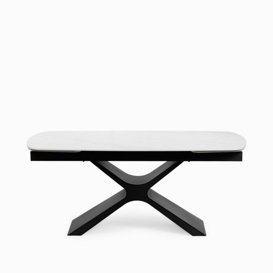 Обеденный раздвижной стол Flormere 180-260x90 стальная ножка и белая керамика