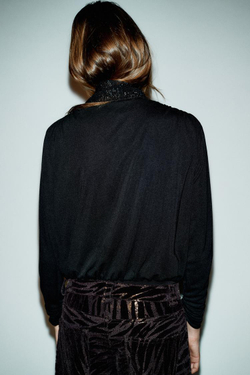 ZARA БОДИ С ДРАПИРОВКОЙ И ЦЕПОЧКОЙ, ЧЕРНЫЙ