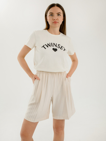TWINSET Шорты на резинке в полоску