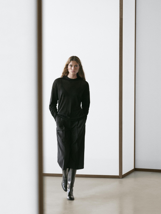 Massimo Dutti Вязаный свитер оверсайз, черный