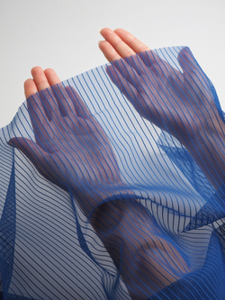 Сетка в полоску ультрамарин малоэластичная метражом