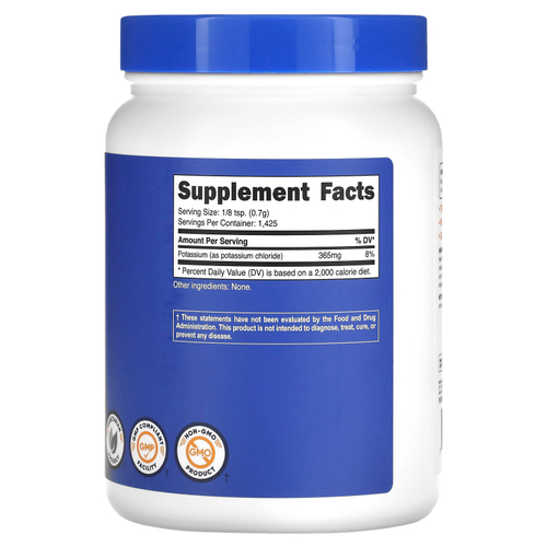 Nutricost, Хлорид калия, без добавок, 1 кг (2,2 фунта)