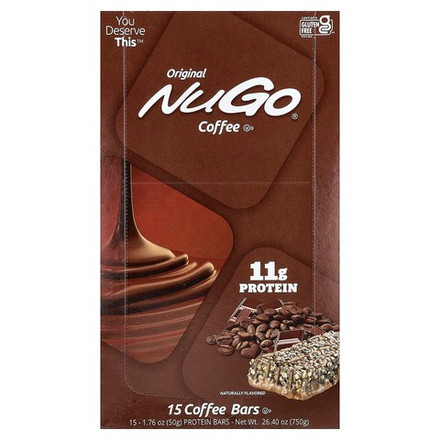 NuGo Nutrition, протеиновые батончики, кофе, 15 батончиков по 50 г (1,76 унции)