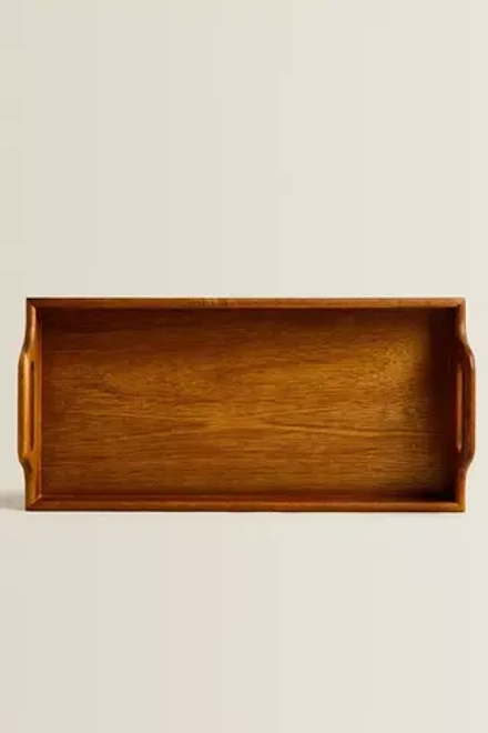 ZARA HOME ДЕРЕВЯННЫЙ ПОДНОС С РУЧКОЙ, СВЕТЛО-БЕЖЕВЫЙ