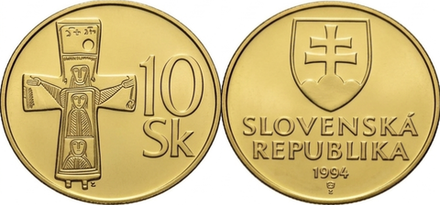 Словакия 10 крон, 1994 Большой Моравский крест XF
