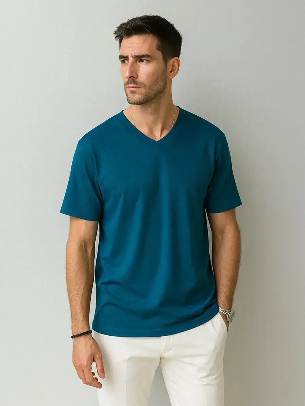 Футболка мужская летняя повседневная однотонная хлопок