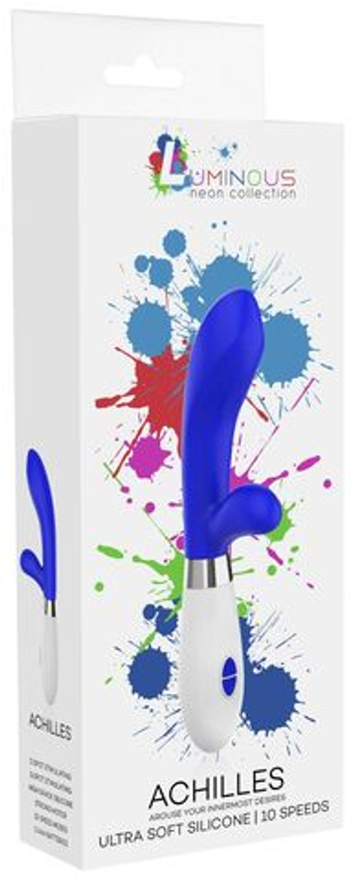 Синий вибратор-кролик Achilles - 21 см. (Цвет: синий)