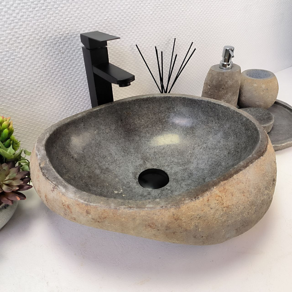 Раковина из речного камня RS-64113 (42*40*15) 0122
