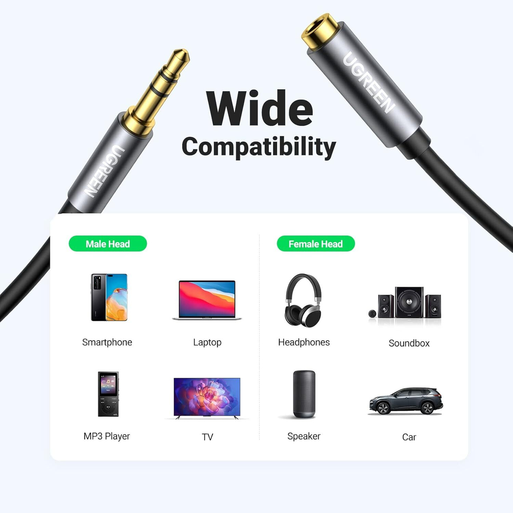Кабель Audio 3.5mm - Audio 3.5mm, 2m. UGREEN 10594