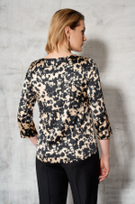 22478 Блузка женская (бежево-черный принт)