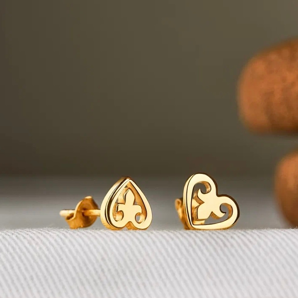 Серьги СЕРДЕЧКО позолота