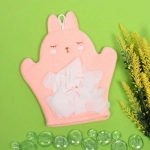 Мочалка-варежка для тела детская «Water Magic - Зайчонок Дэнис», цвет пудровый, 18*22 см (ZIP пакет)