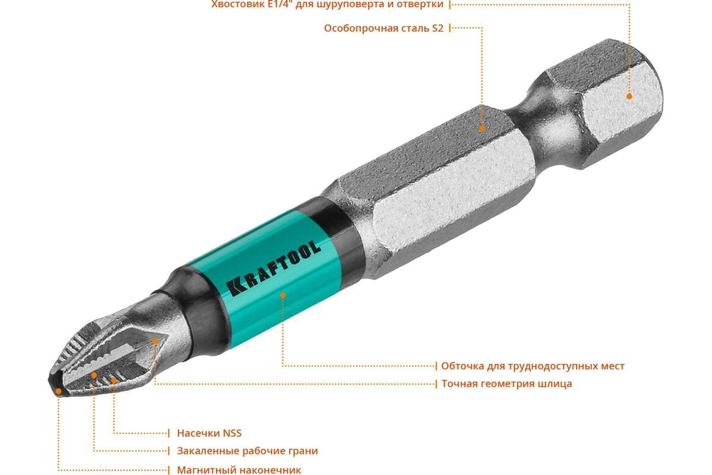 KRAFTOOL  OPTIMUM PH 2, 50 мм, 10 шт, Биты (26122-2-50-10)