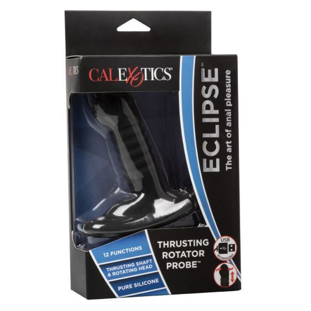 Массажер простаты Thrusting Rotator Probe с вращением головки - 11,5 см. (Цвет: черный)