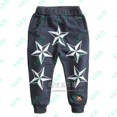 Штаны однотонные спортивные с контрастными принтами звезд