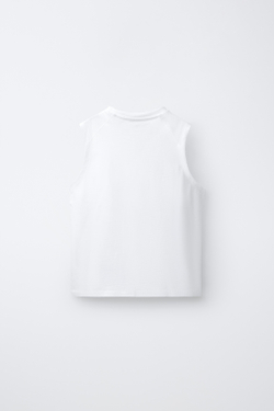 ZARA ОДНОТОННАЯ ФУТБОЛКА БЕЗ РУКАВОВ, БЕЛЫЙ