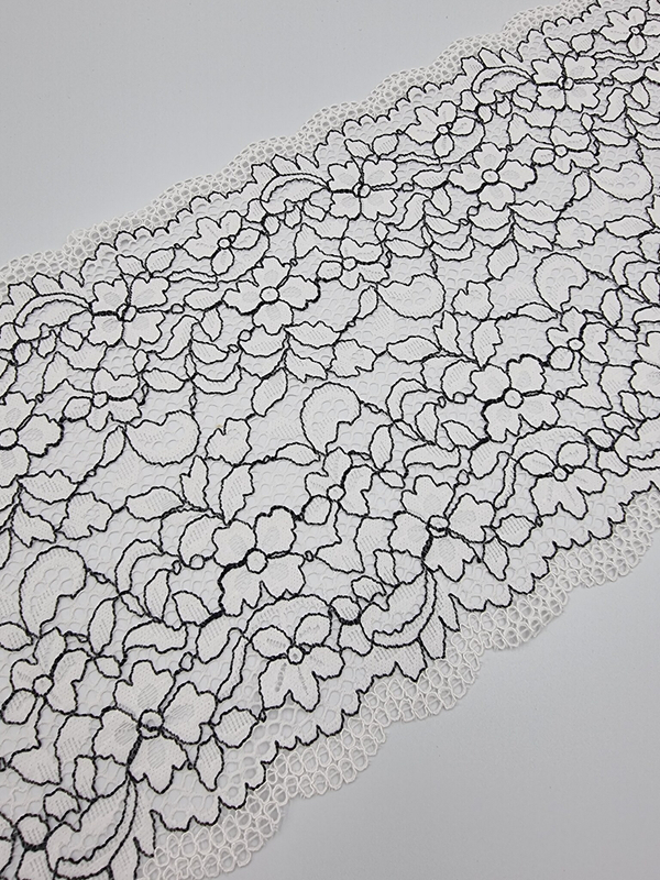 Кружево эластичное белый/чёрный К633