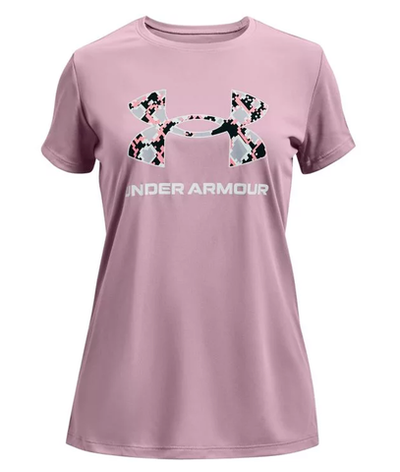 Футболка для девочки теннисная Under Armour Girls' UA Tech Big Logo Short Sleeve - mauve pink/white