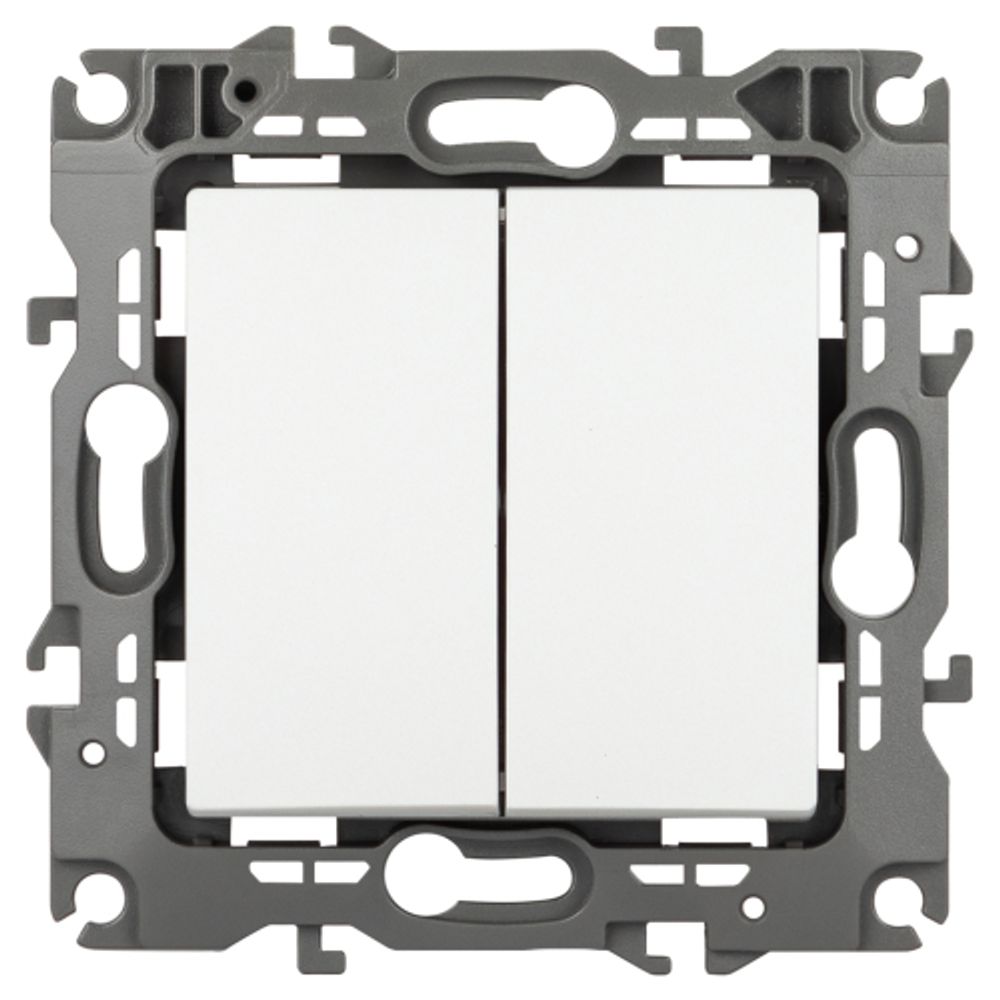 Переключатель перекрестный ЭРА Серия 12 12-1112-01М двойной, 10АХ-250В, белый матовый