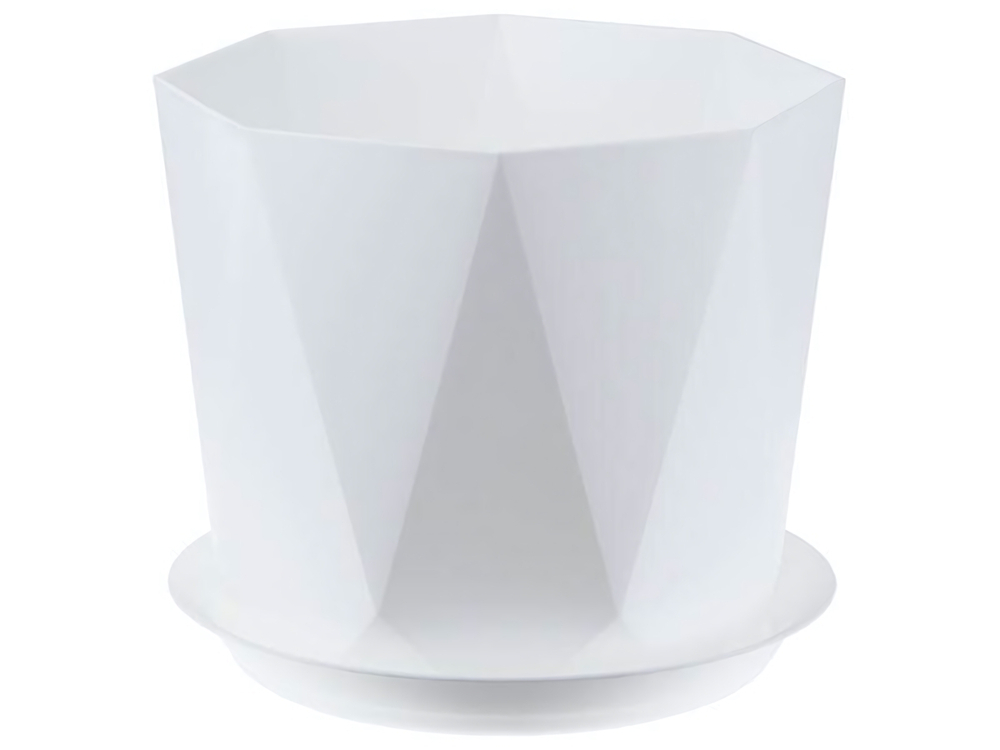 Кашпо Призма 1л 13см с поддоном (белый)