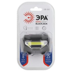 Фонарь налобный светодиодный ЭРА GB-501 Блэкджек на батарейках мощный яркий 3 режима черный | Налобные фонари