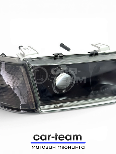 Фары на ВАЗ 2110, 2111, 2112 передние с Bi LED модулями 2.5 дюйма, черная маска, тонированные поворотники (под ключ)