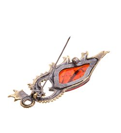 AM-3430 Брошь «Дракон Громобой» (латунь, янтарь)