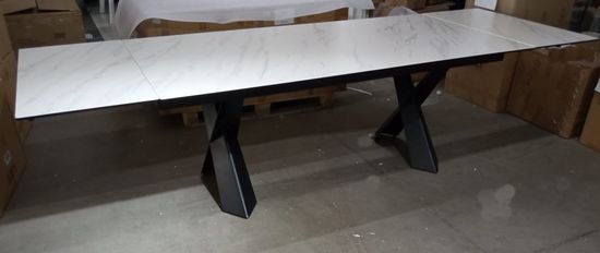 Стол ORISTANO 200 MARBLES KL-99 Белый мрамор матовый, итальянская керамика/ черный каркас