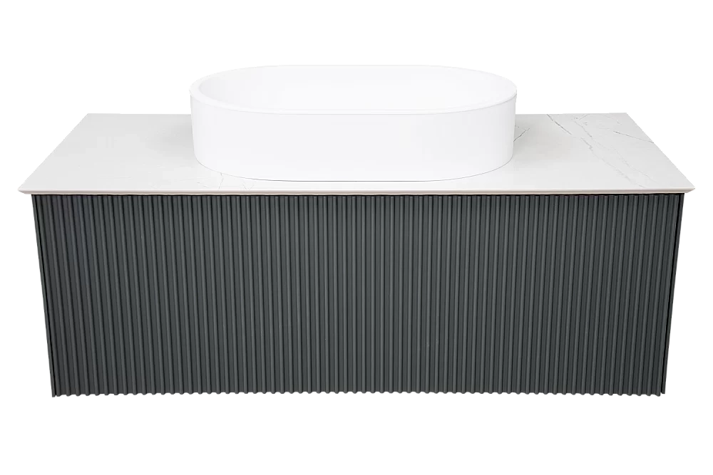 Тумба с раковиной LA FENICE TERRA Grigio 100 серая/столешница белая